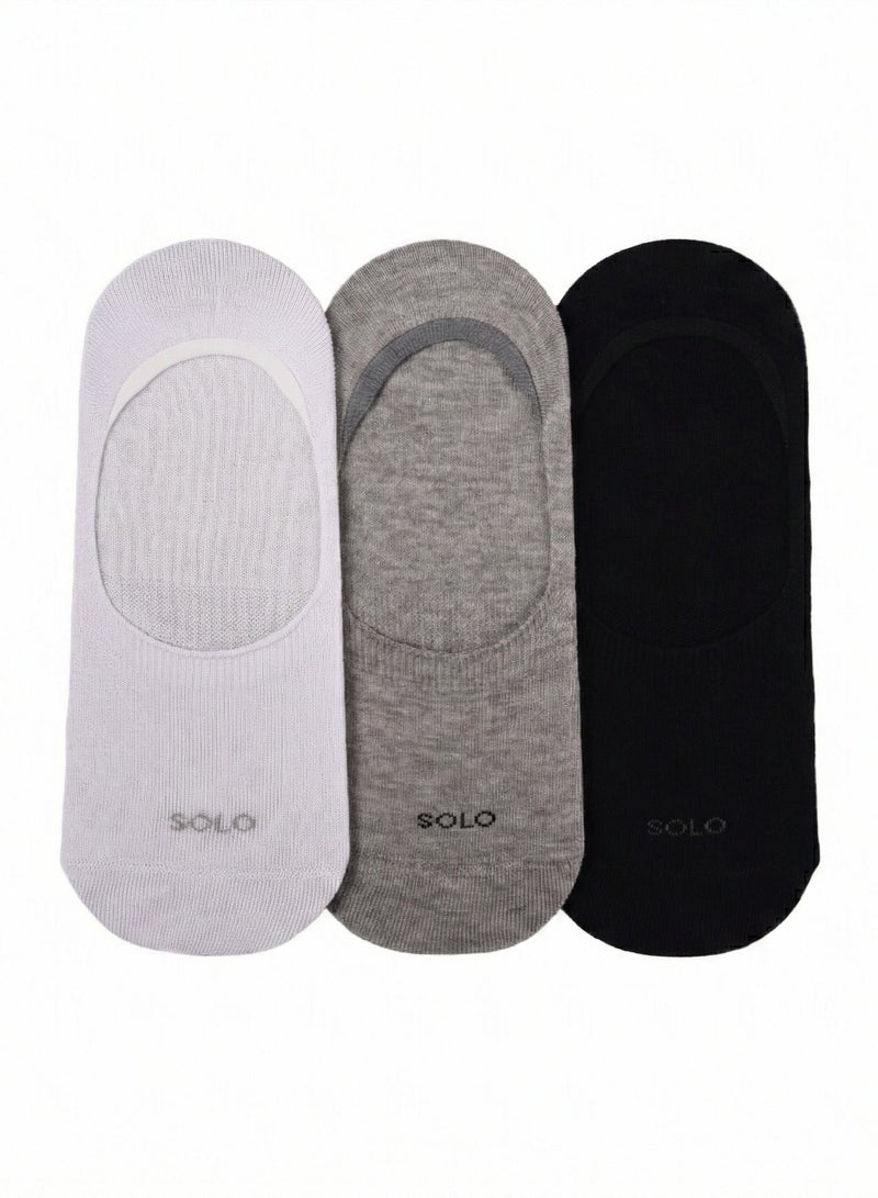 Solo Pack of 3 Basic Invisible Cotton Socks - Fabio - Image 2